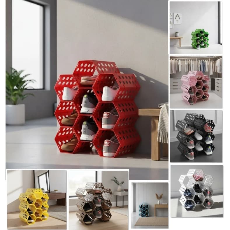 Sapateira Colmeia 9 Cavidades Porta Hall Quarto Várias Cores