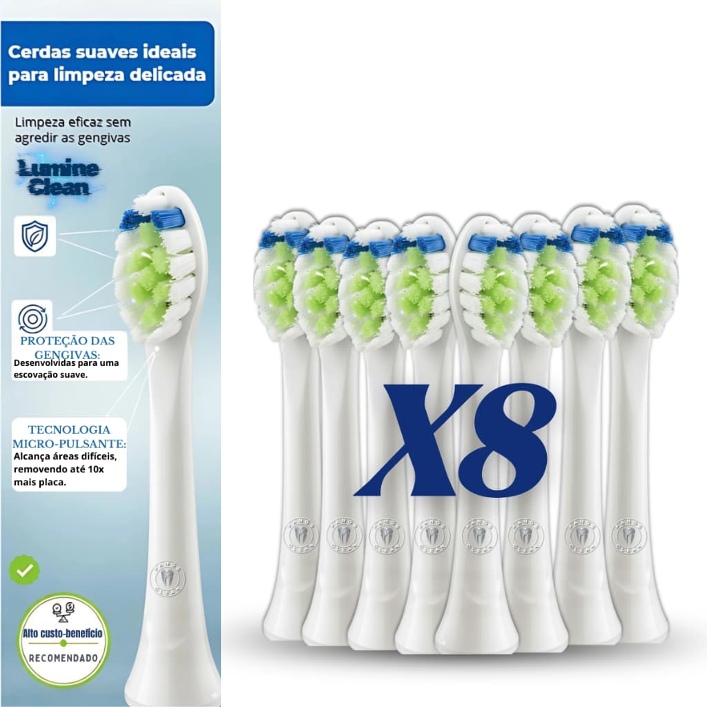 Kit 8 Refis para Escova Elétrica Compatível Philips Sonicare e Colgate SonicPro
