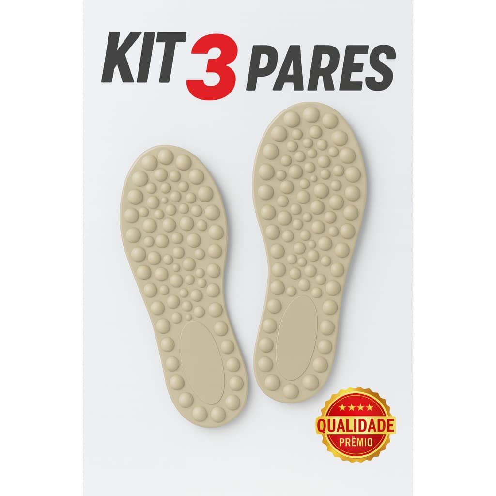 Kit 3 Pares Palmilha Ortopédica Anatômica C/ Esferas Massageadora Otima Para Quem Trabalha em Pé