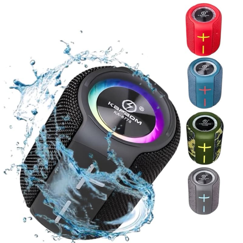 Caixa De Som Portátil Bluetooth Sem fio Com Led Ipx6 Resistente a Água Original Kapbom KA-8778