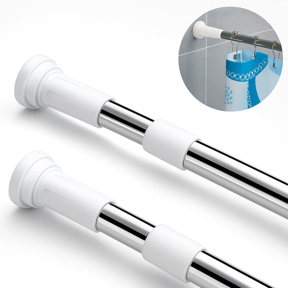 Varão de Cortina Universal para Banheiro e Pia Ajustável e Extensível para Box