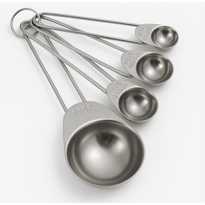 Colheres Medidoras Kit com 4, Próprias Para Ingredientes Secos ou Líquidos Material de Aço Inox