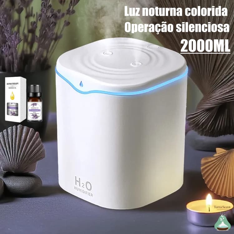 Umidificador De Ar Com 2000ML Purificador Difusor De Aroma LED De Grande Capacidade purificador pulverização dupla