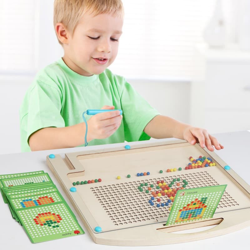 Quebra-cabeça educativo magnético com caneta guia para rastreamento de contas para crianças - Presente de Natal