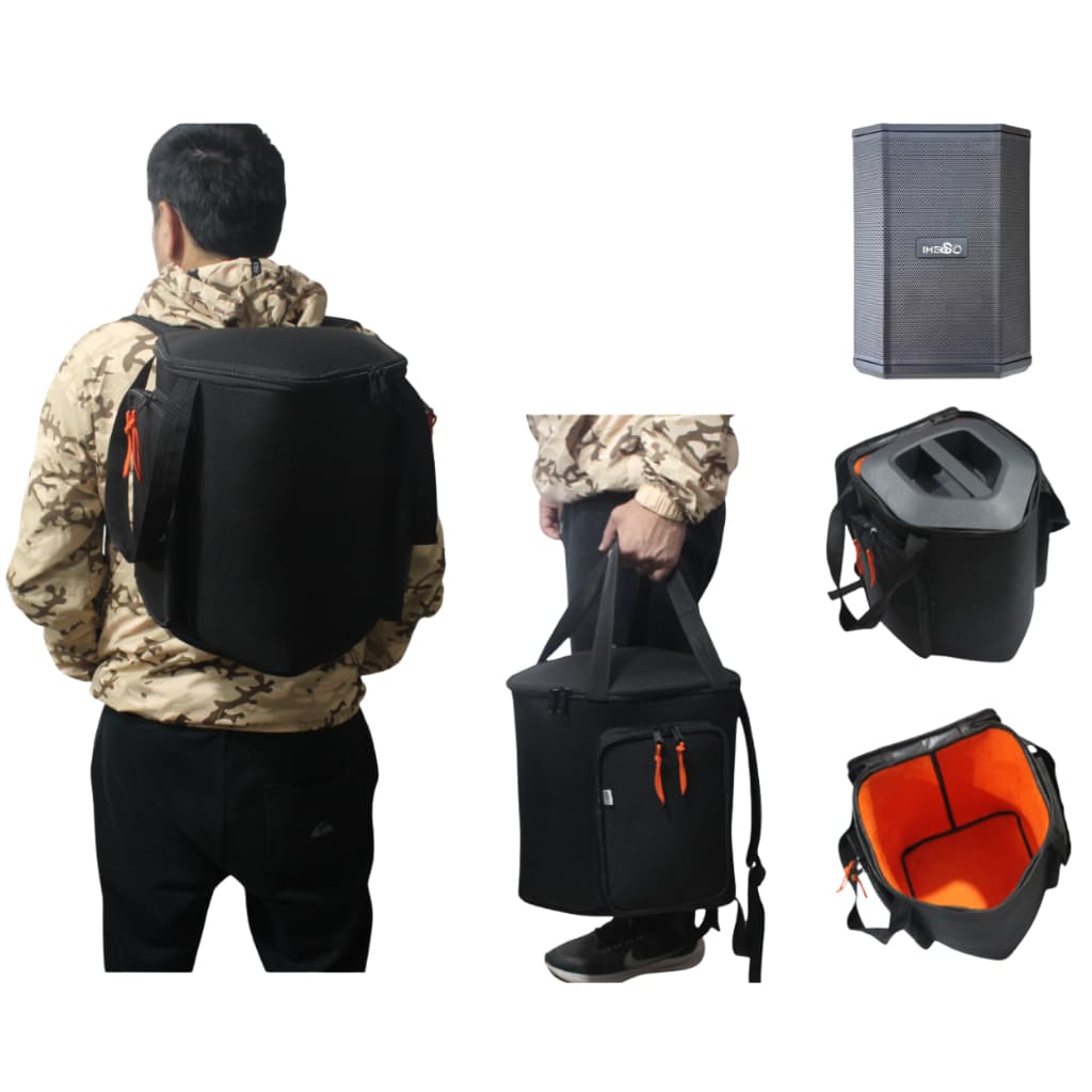 Capa Case  Bag Para Caixa De Som Imenso X74 C/ Bolso P/ dois Microfone