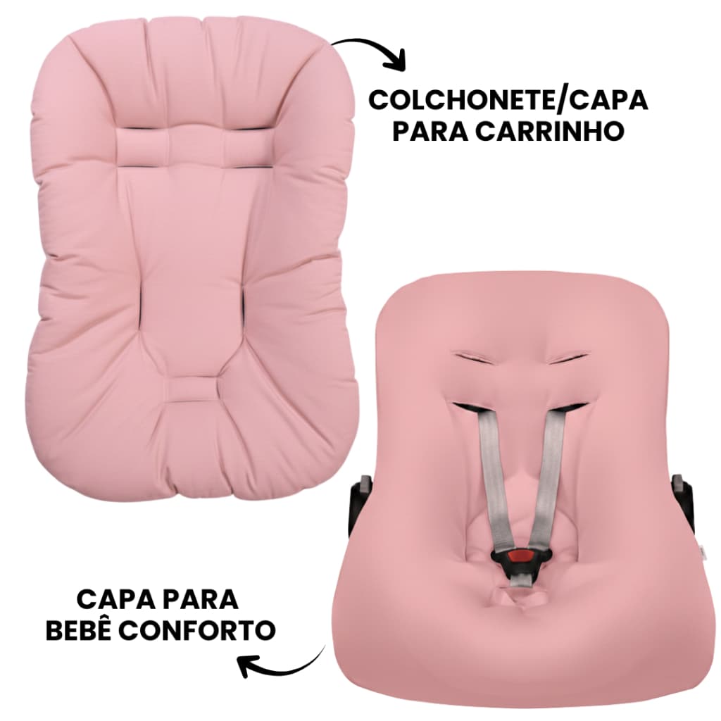 Capa Colchonete de Carrinho Capa de Bebê Conforto Cadeirinha de Descanso 100% Algodão Acolchoado