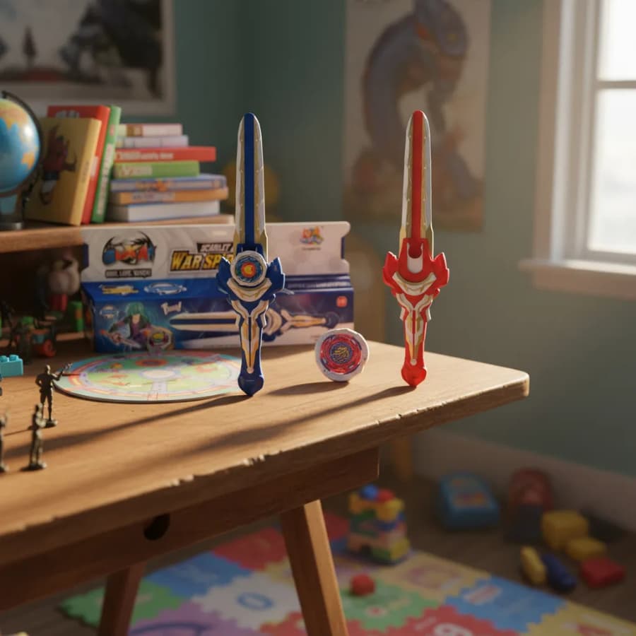 Lançador E Pião De Batalha Bay Master Adv Espada Roda Veloz