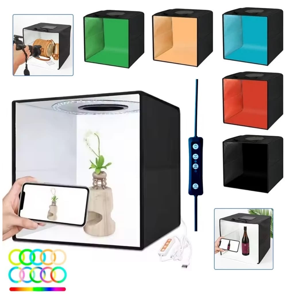 Cabine Fotografica Foto 40x40 Kit Iluminação Softbox Mini Estudio Luz Continua
