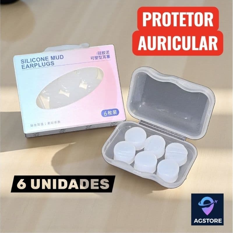 PROTETOR AURICULAR DE SILICONE MOLDAVEL, PROJETADO PARA VEDAR A ENTRADA DO CANAL AUDITIVO, PROTE GENDO CONTRA A ENTRADA