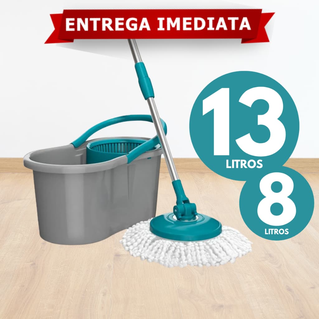 Mop 13 Litros Fit Grande Com Cabo Inox