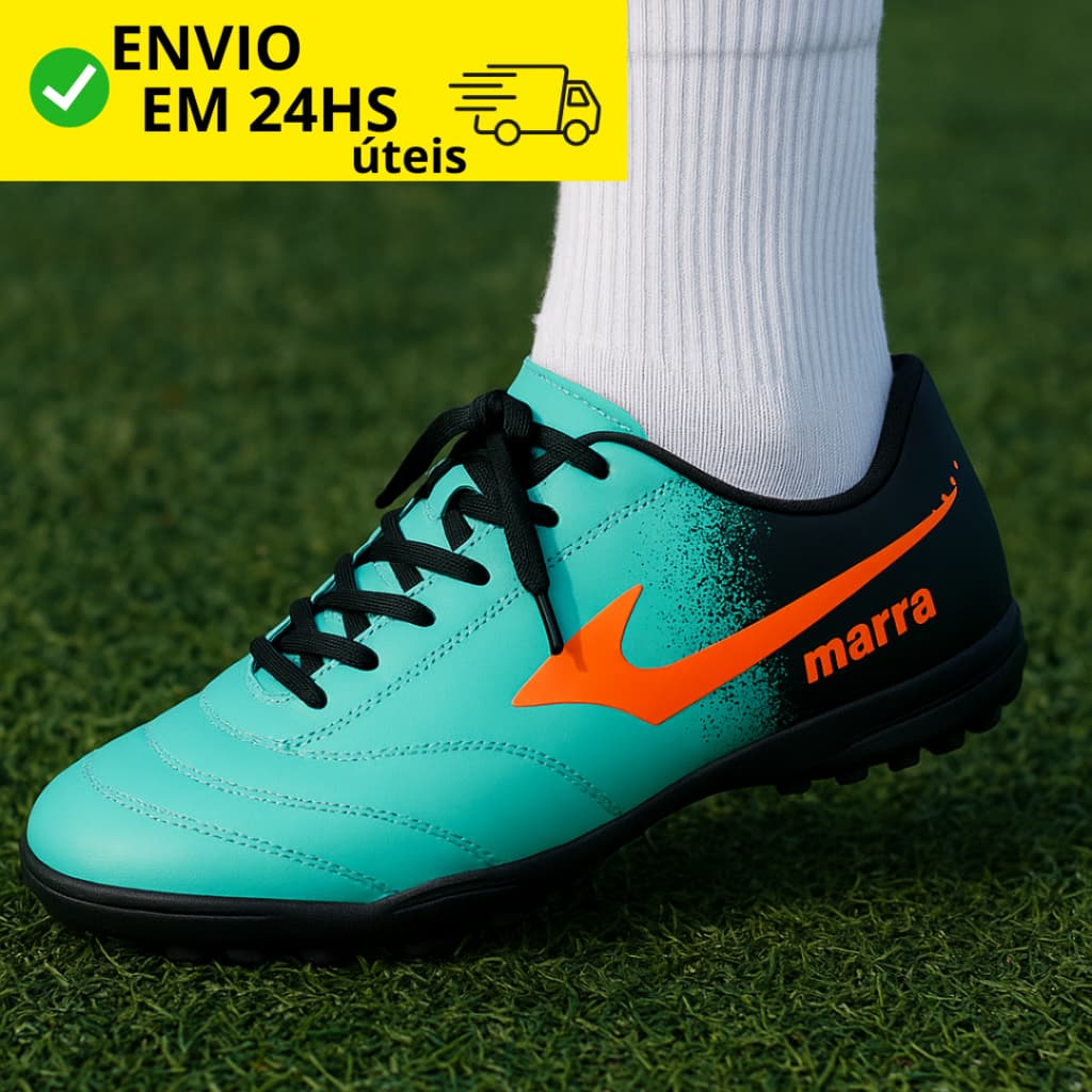 Chuteira Society e Futsal Verde Água Antiderrapante Leve Resistente Para Quadra e Sintético Promoção