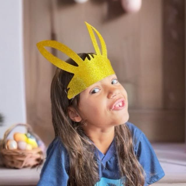 Máscara TIARA GLITTER  Coelho com elástico, festas infantil aniversário