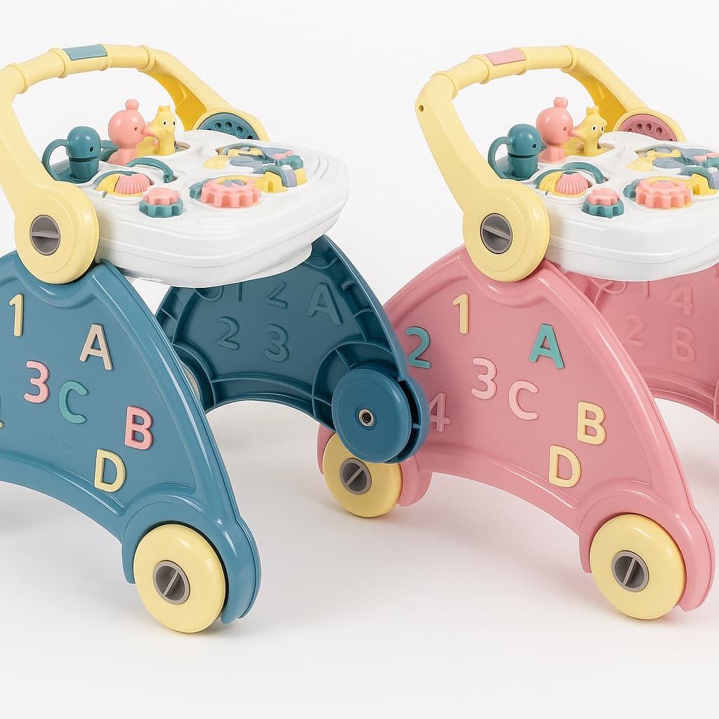 Andador Didático Picolor–4 em 1: Andador + Central de Atividades+Mesa de Refeição+Suporte Ajustável