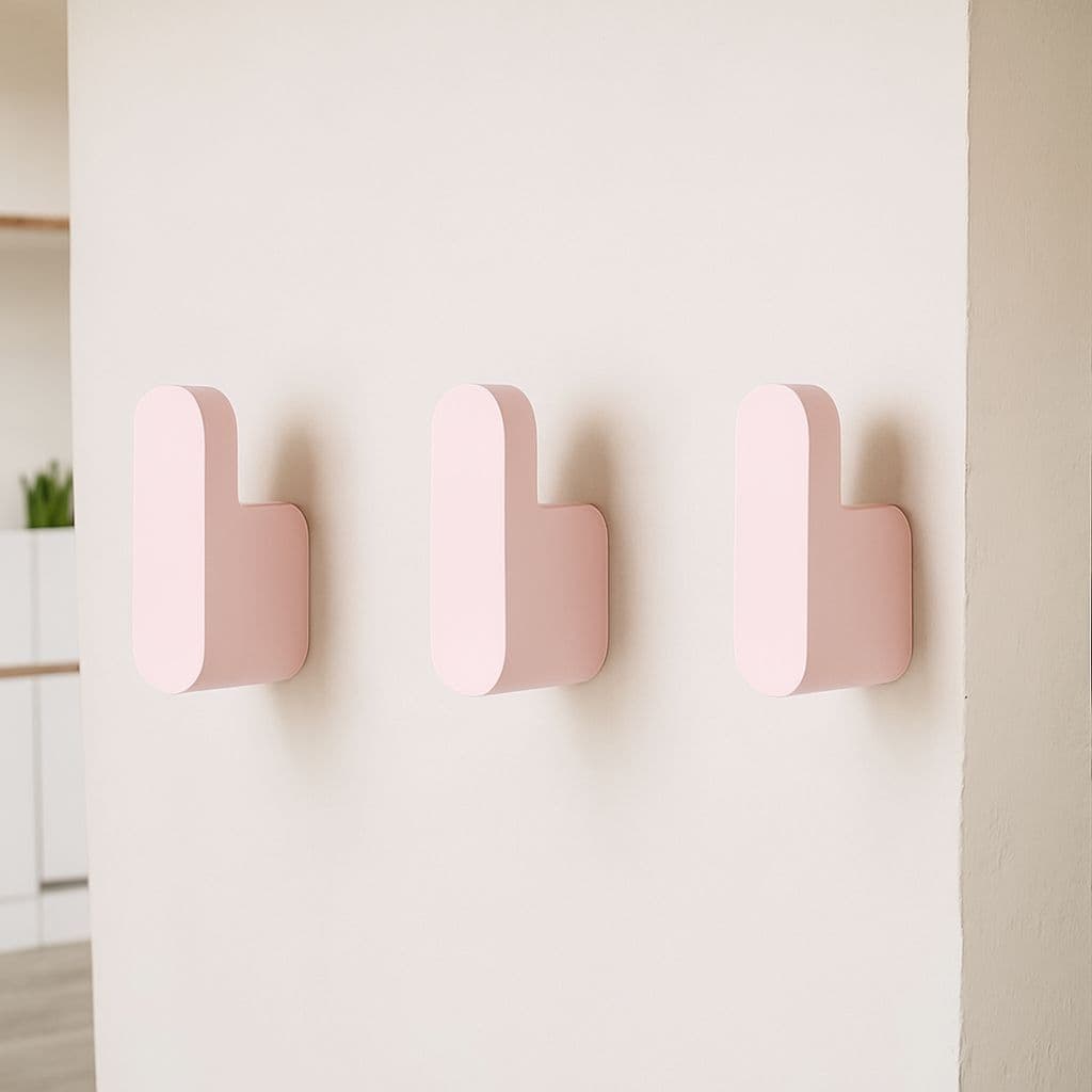 Kit 3 Ganchos de Parede Berna com Fita Dupla Face 3M para Cozinha Quarto e Banheiro Rosa