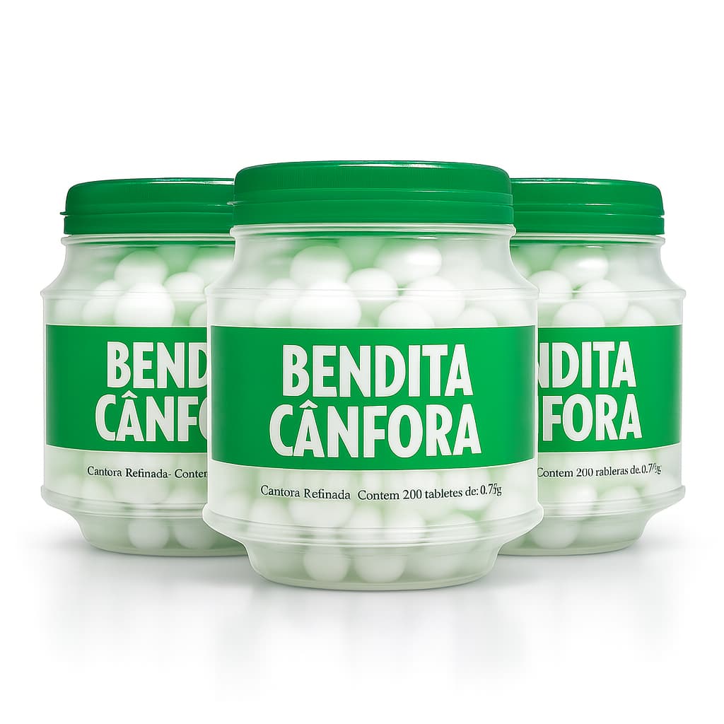 Bendita Cânfora Pote com 200 Pastilhas de 0,75g cada 150g - ENVIO RÁPIDO 24H