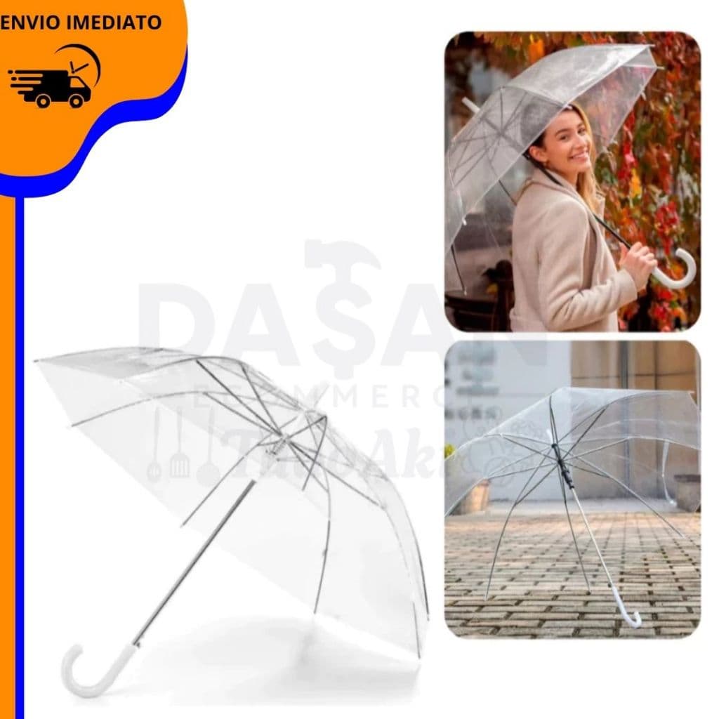 kit 2 Guarda-Chuvas Transparentes Automáticos – Resistentes e Elegantes