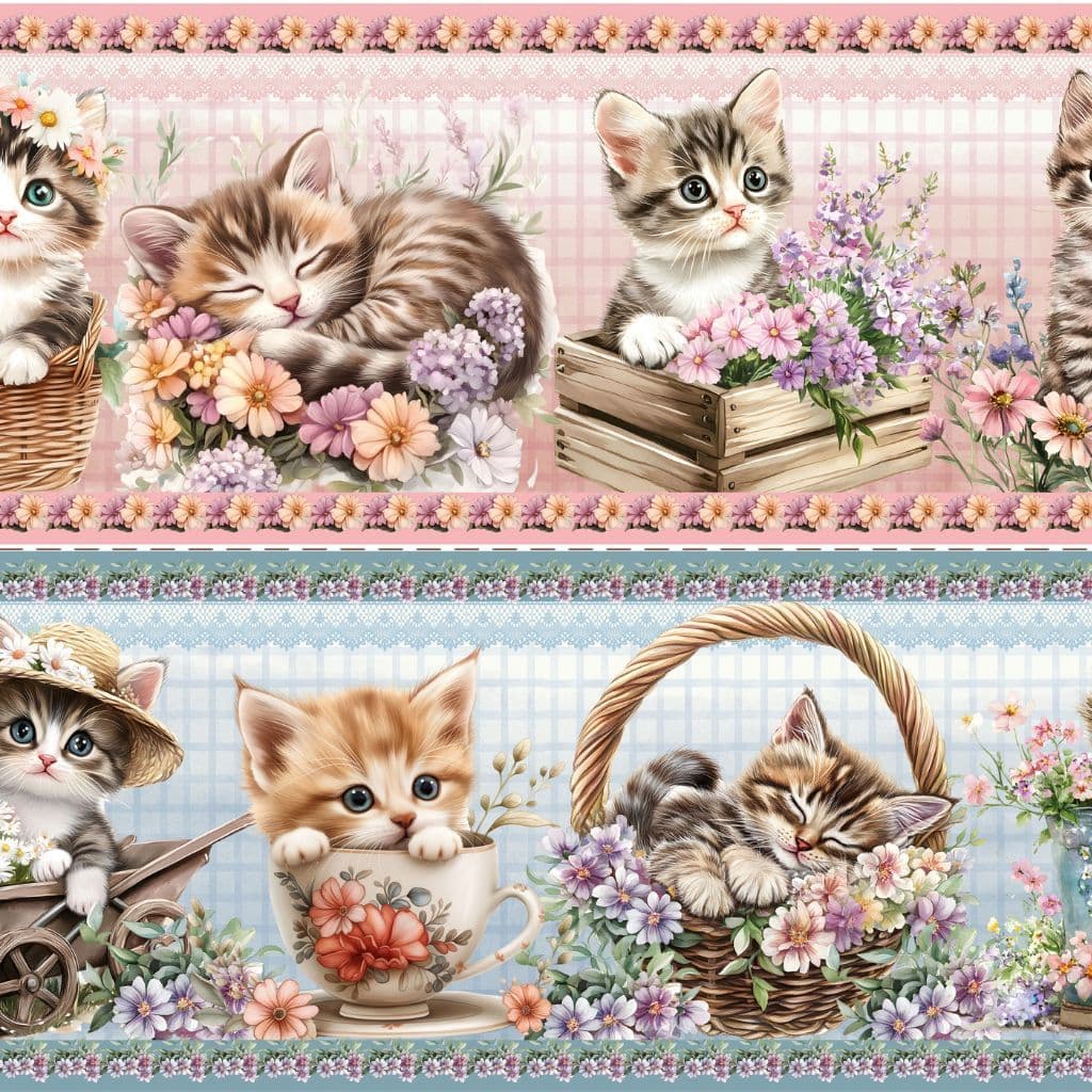 TRICOLINE DIGITAL ALGODÃO 100% BARRADO GATINHOS