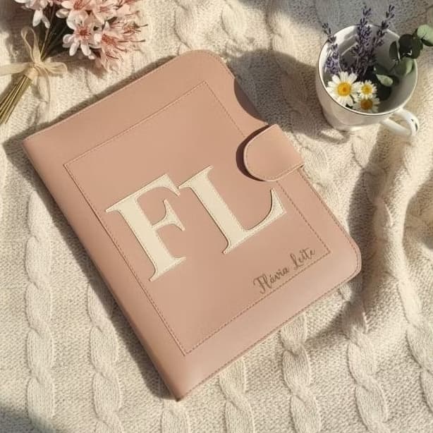 PASTA A4 DA  GESTANTE PERSONALIZADO COM APLIQUE E NOME