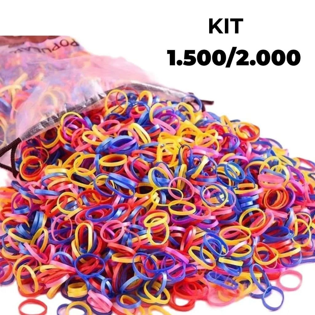 Kit 2000 Peças Bolsa Elástico De Cabelo Feminino Descartável Multicolorido