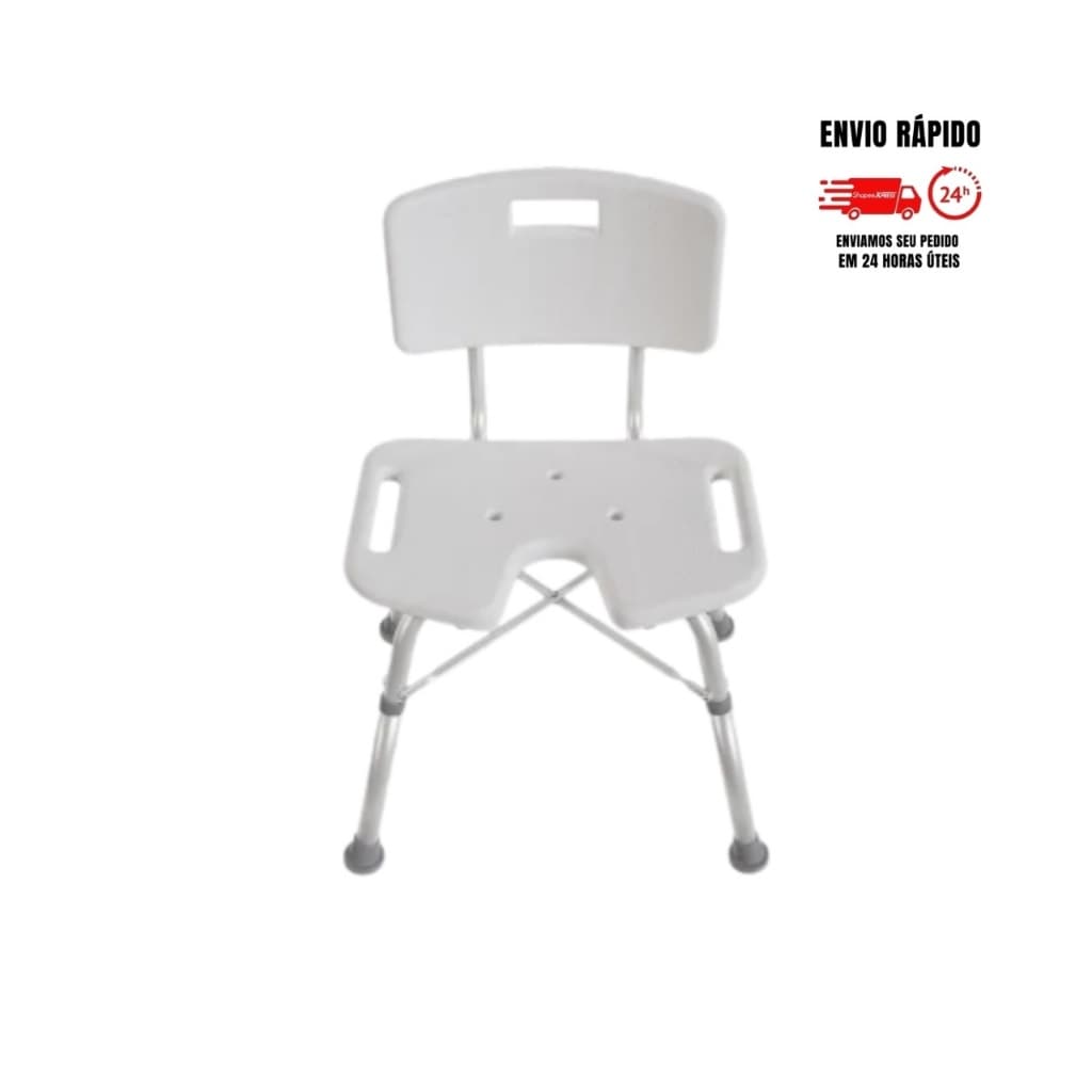 Banco Cadeira de Banho com Encosto e Regulagem de Altura Obesos, Idosos e Deficientes Até 100 kilos