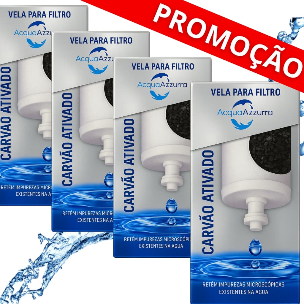 04 Velas Filtro de Barro Carvão Ativado Alcalina Premium - COMPATÍVEL PARA TODOS FILTRO BARRO