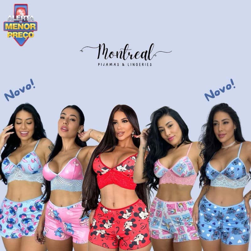 Short Doll Cropped Espera Marido Ondinha Baby Feminino Pijama Renda Roupa De Dormir Virgínia Personagens Promoção