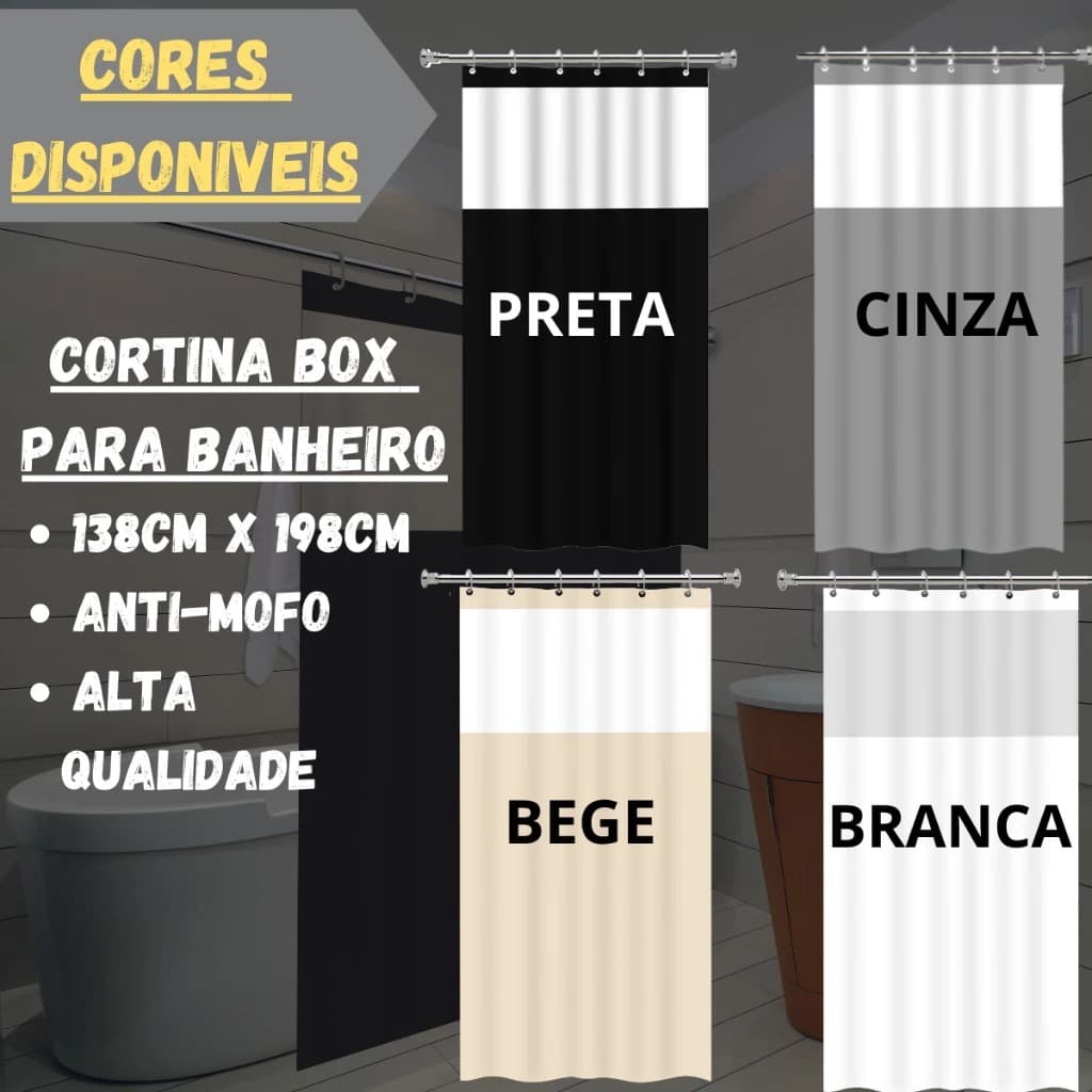 Cortina De Box para Banheiro | PVC com Visor ou Vinil sem Visor | Resistente e Fácil de Limpar