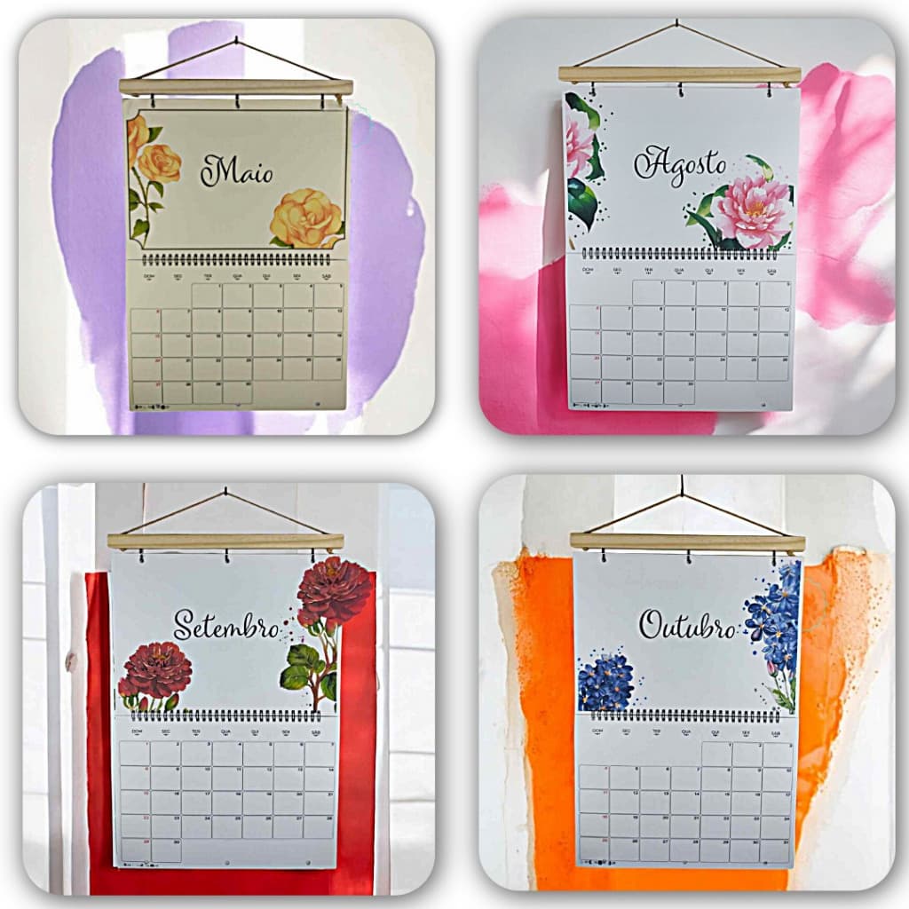 Calendário de Parede 2026/2027 - Base Pinus A4 - Jardim