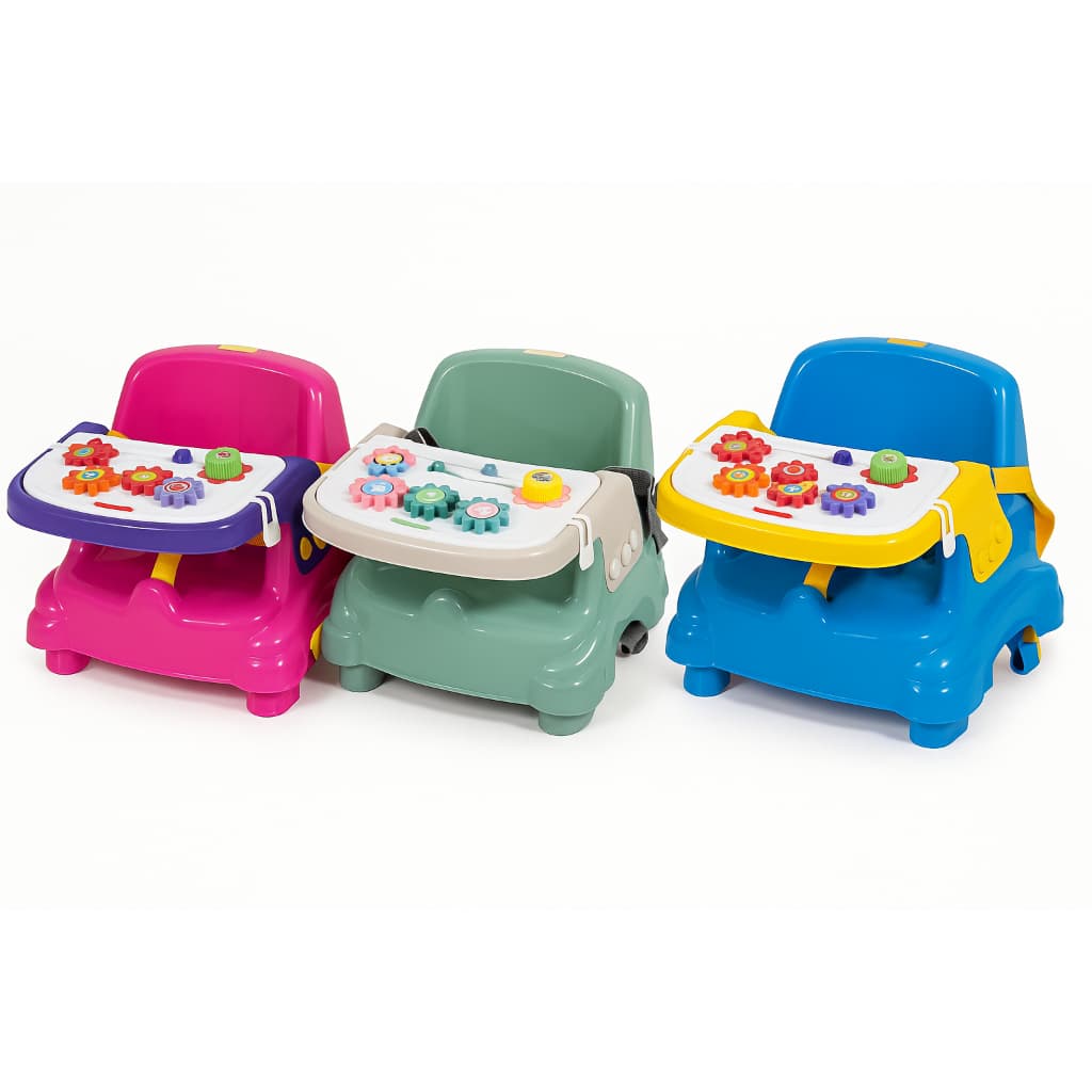 Cadeira Alimentação Didática Booster– Poliplac | Alta Segurança + Bandeja Removível + Atividadesa