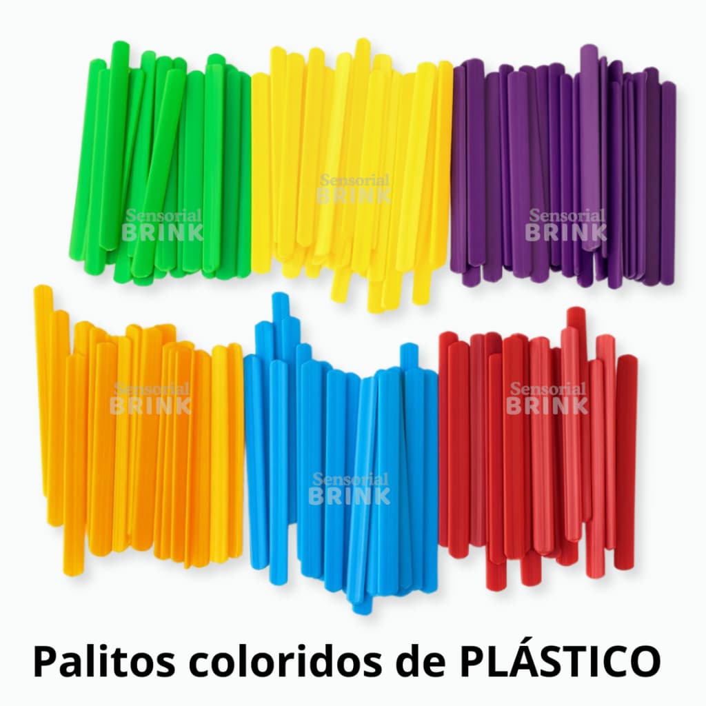 Kit Palitos de Picole de Plástico - atividades escolares e pedagogica, contagem matematica, reproduzir forma com palitos