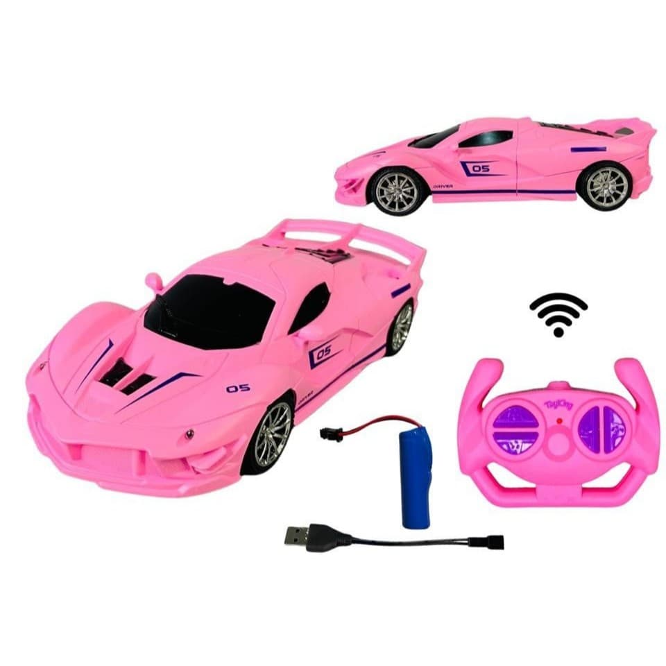 Carrinho Recarregável De Controle Remoto Speed Racing Rosa Roxo Acende Farol Carro Brinquedo Guedes
