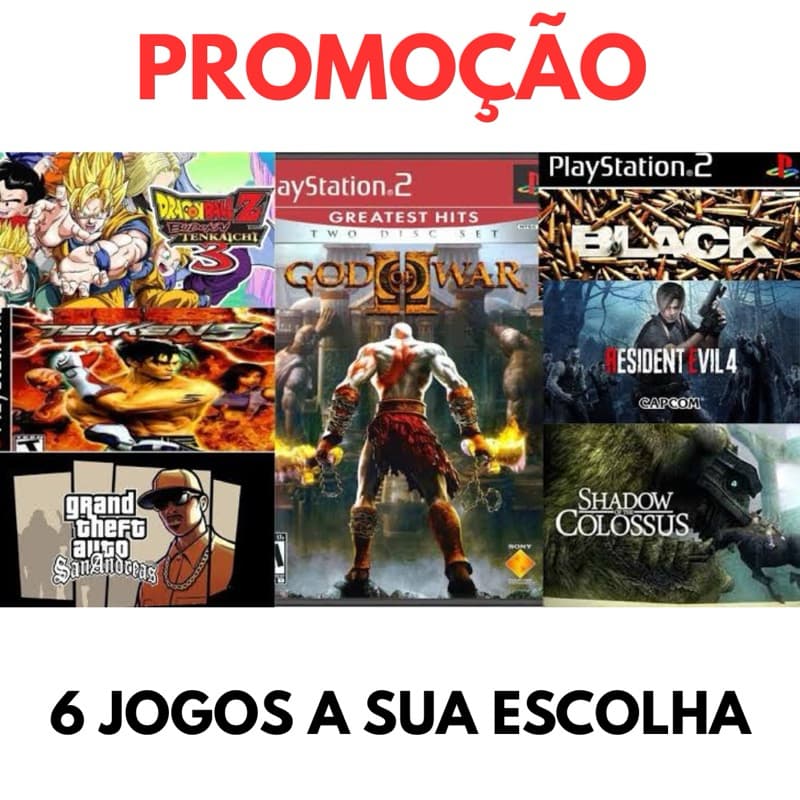 6 jogos ps2 a sua escolha informe no chat Playstation