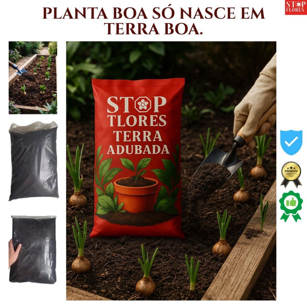 Terra Adubada 20KG Fértil para Plantas – Crescimento Rápido e Raízes Fortes