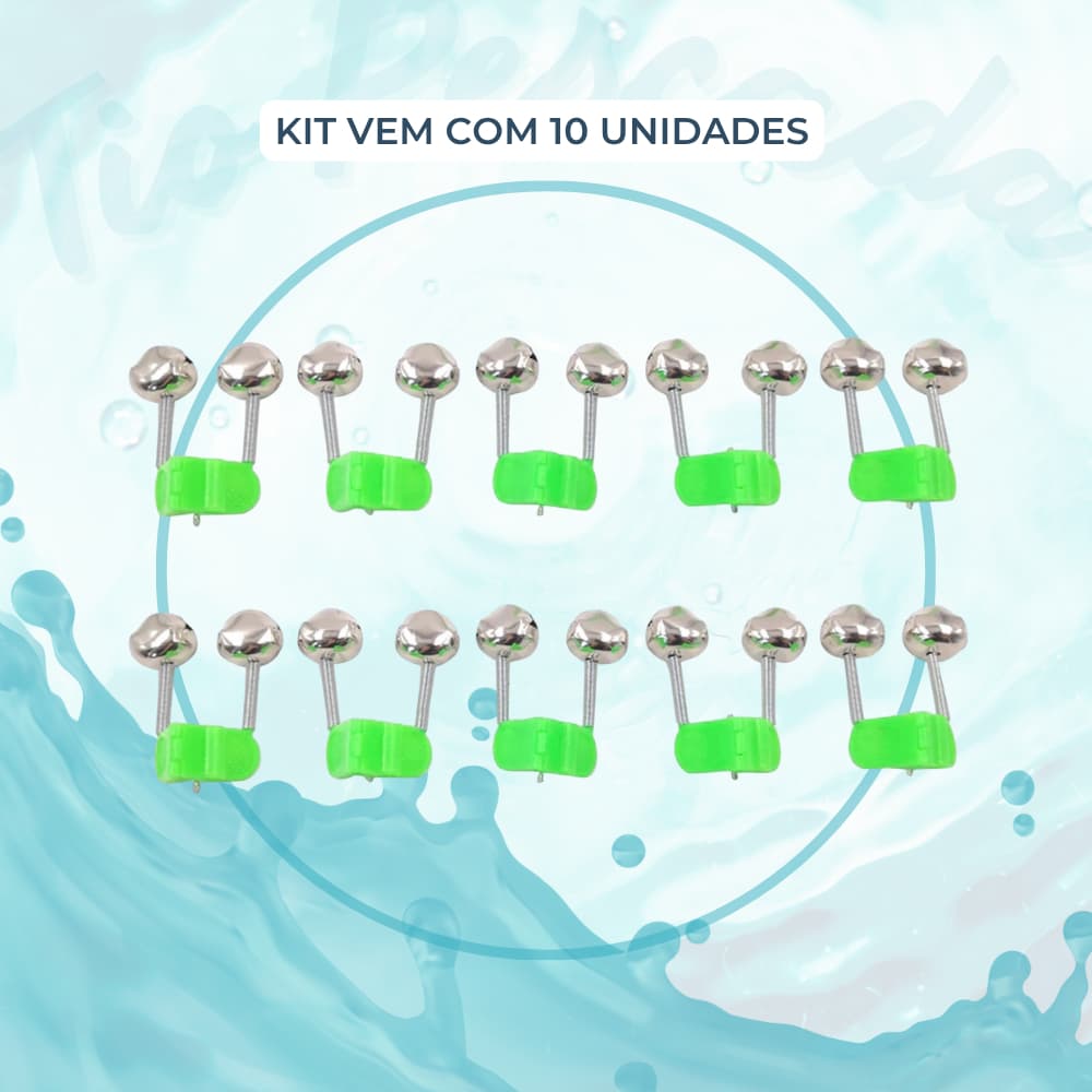 Kit Sino Duplo Alarme Para Vara De Pesca Suporte Sinalizador Guizo Sininho Clipe Universal