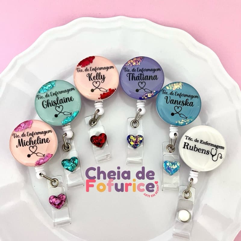PORTA CRACHÁ PROFISSÃO - Crachá Retrátil Personalizado em Resina