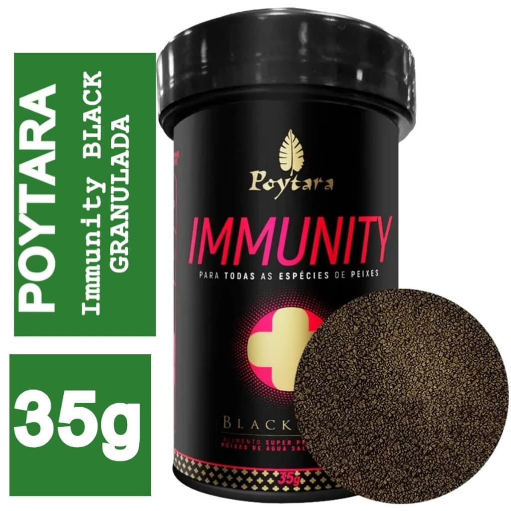 Ração Para Peixes Poytara Black Line Immunity 35g Peixes Água doce e Salgado Melhora A Saúde
