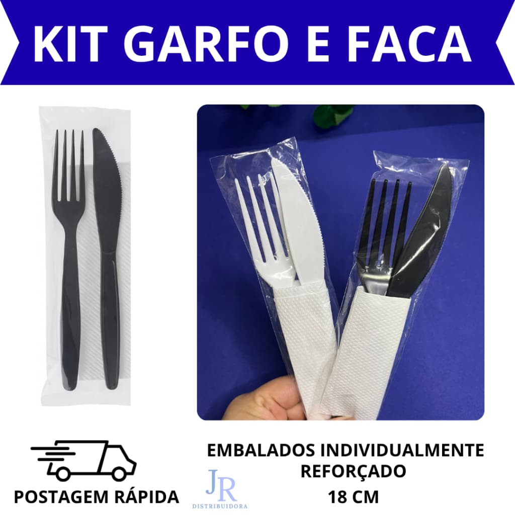 Kit Talheres Refeição Embalados Individualmente Sachê Garfo Faca Guardanapo
