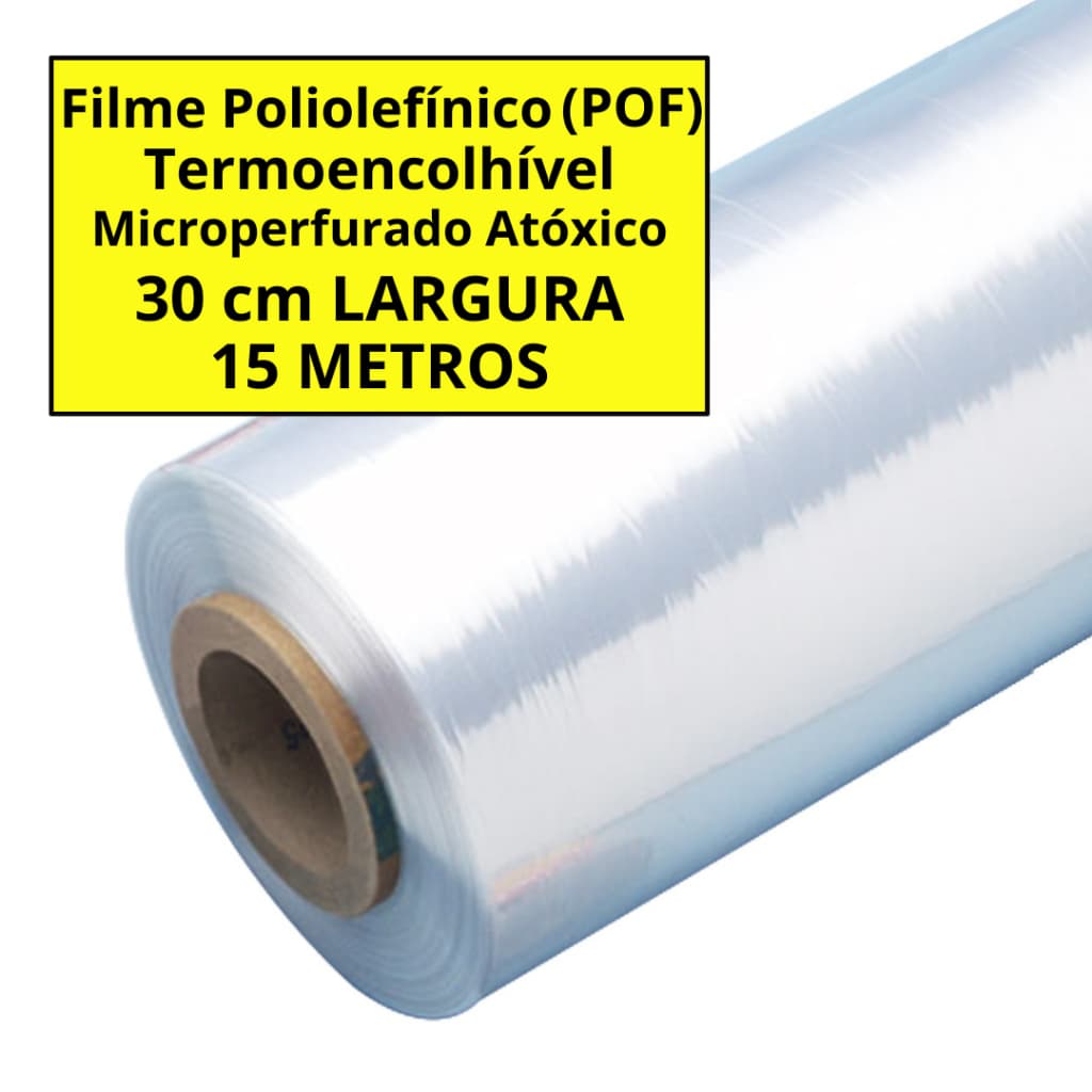 Bobina Filme Poliolefinico (POF) Termoencolhível 30 cm - 15 metros FOLHA DUPLA