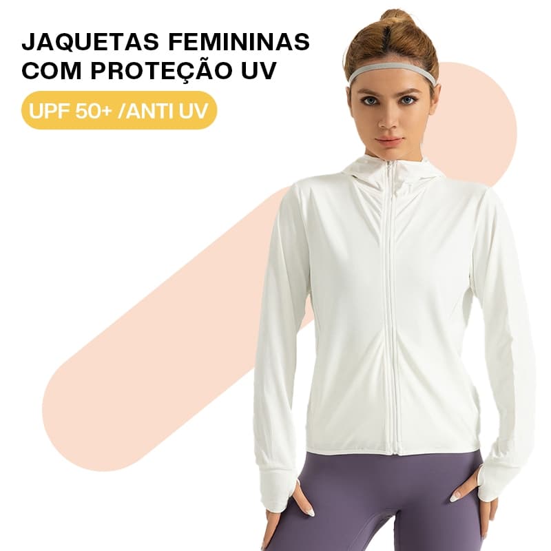 Liouty Jaqueta esportiva feminina anti-UV 50+UPF Com capuz, 2 bolsos internos + 2 bolsos externos (model WT02)