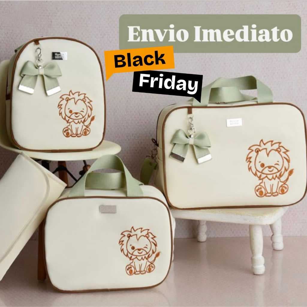 Bolsa Maternidade kit com 4 Peças Termico Impermeável Bordado Borboleta Safari Menina/Menino trocado