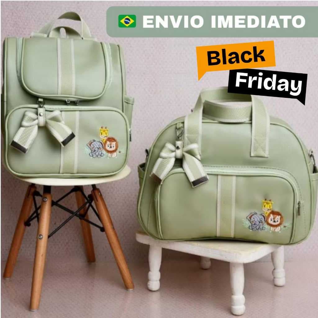 Kit Bolsa Maternidade 2 Peças Mamãe Bebê Menino/Menina, Kit Mala Grande Mochila Maternidade 2 em 1