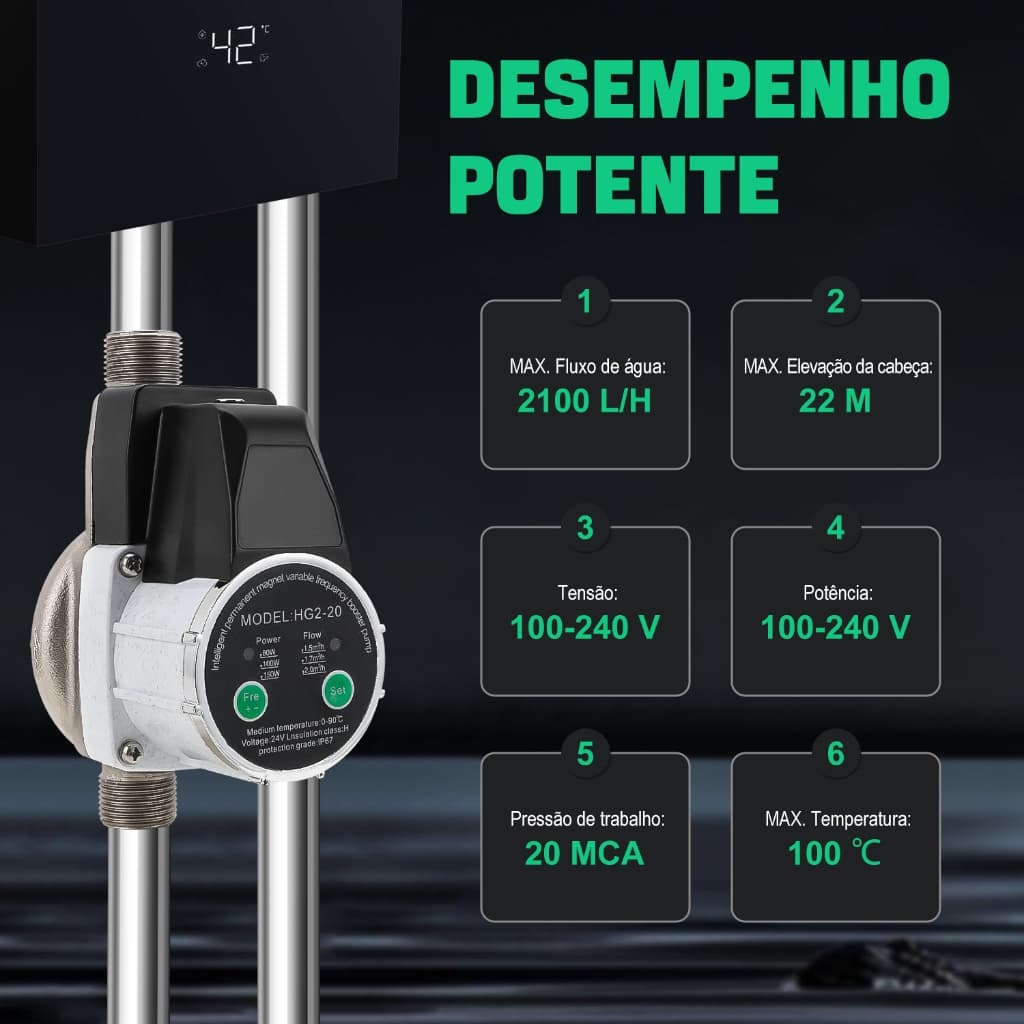 Pressurizador De Água Automático Ajustável 150w 100-240v