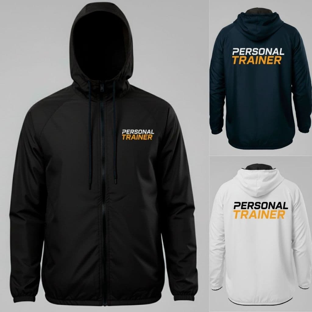Jaqueta Corta Vento Impermeável Capuz Uniforme Personal Trainer