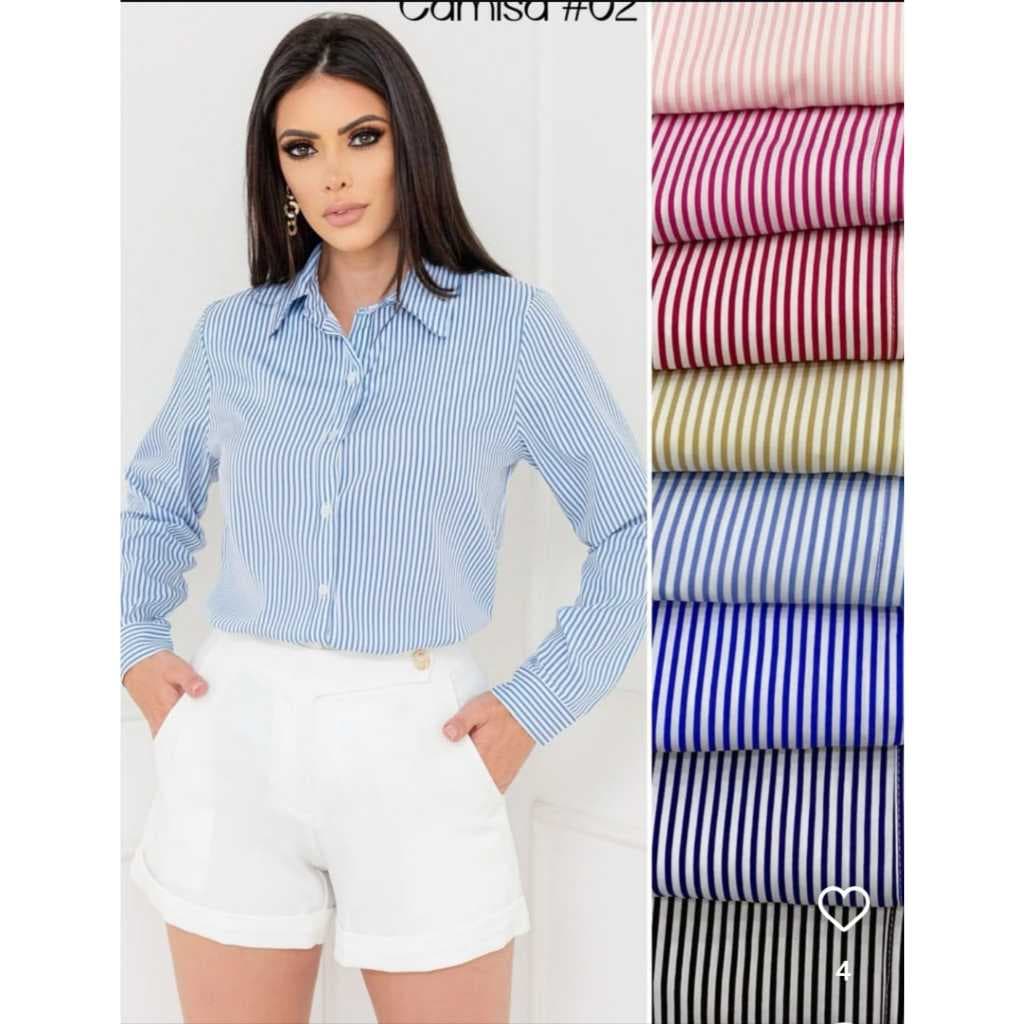 camisa manga longa listrada risca de giz ELEGANTE