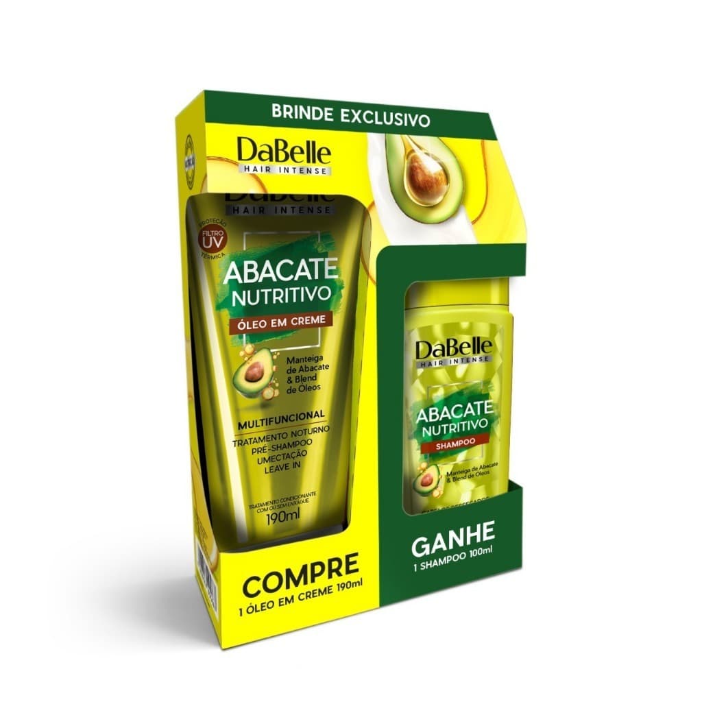 Dabelle Kit Óleo em Creme 190ml + Shampoo 100ml Abacate Nutritivo
