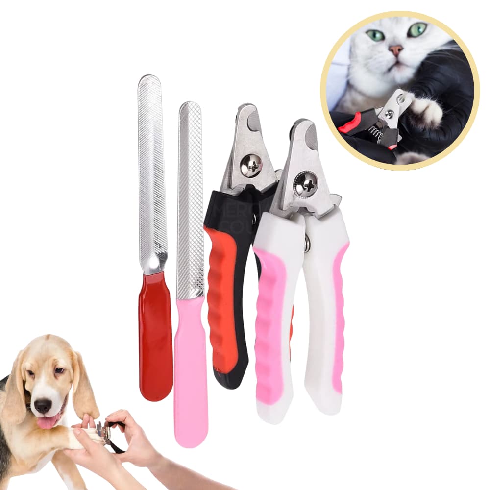 Kit Alicate Cortador E Lixa Lima De Unhas Para Cães E Gatos Pet