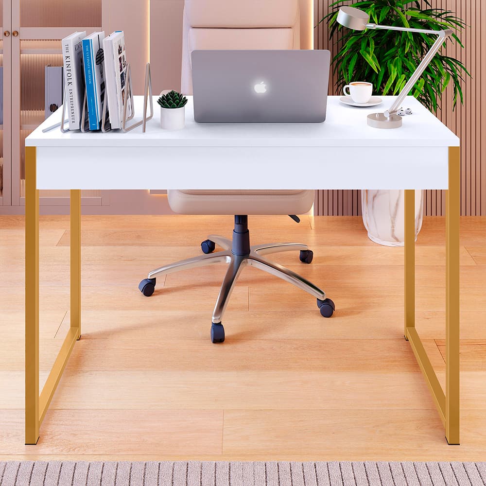 Mesa de Estudo e Escrítorio Home Office Escrivaninha Estilo Industrial Pés de Aço