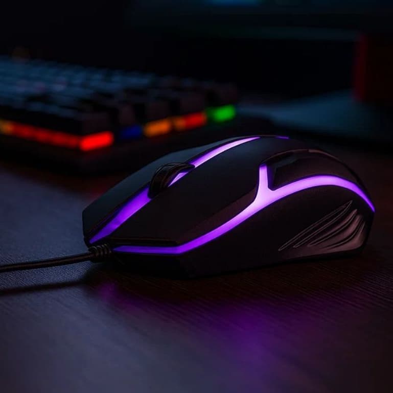 Mouse Gamer Led RGB Com Fio USB Grande 1.2 Metros Escritório Trabalho 1200 DPI 7 Cores Ergonômico