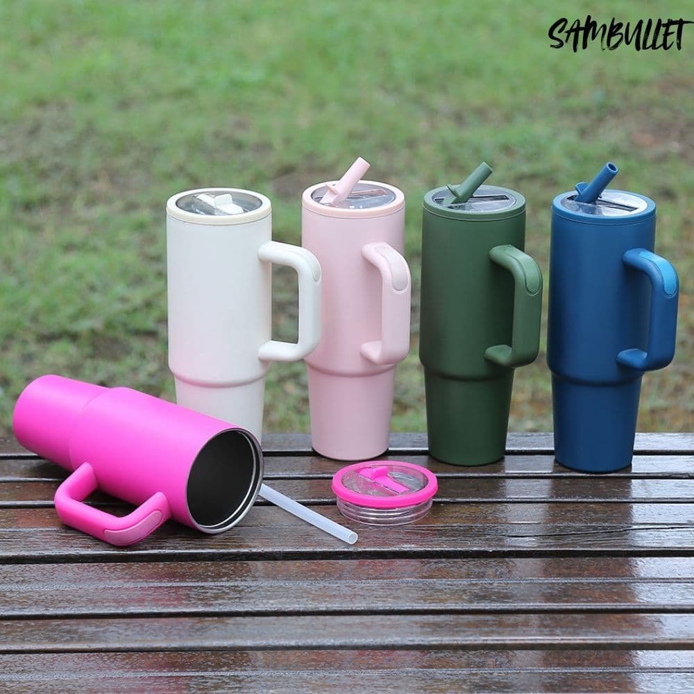 Copo Garrafa Térmico Inox com Alça e Canudo 1242ml / SZJ-001