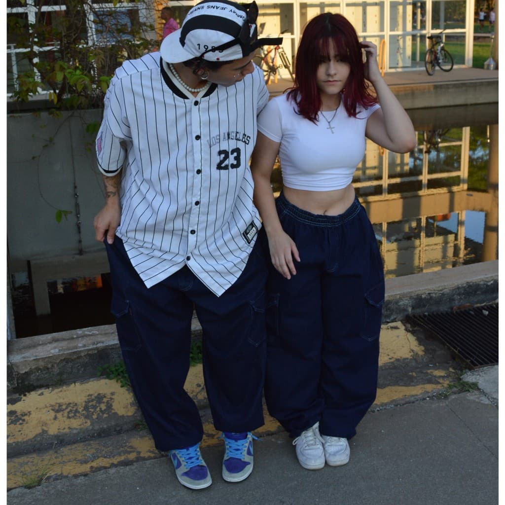 Calça Cargo Jeans Larga Bolsos Lateral Skatista Streatwear 5 Bolsos